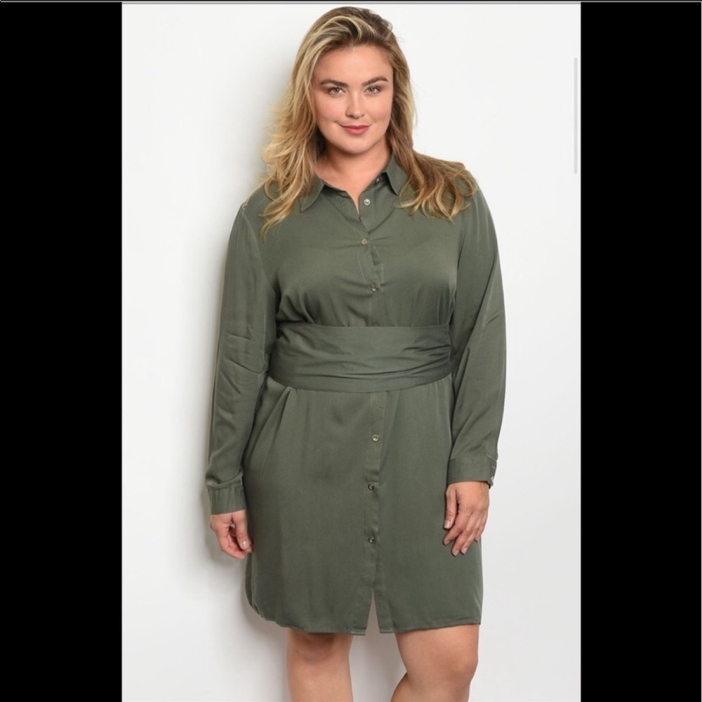 𝅺🍭NWT Verona Couture Olive Corset Belt Shirt - Picture 2 of 13